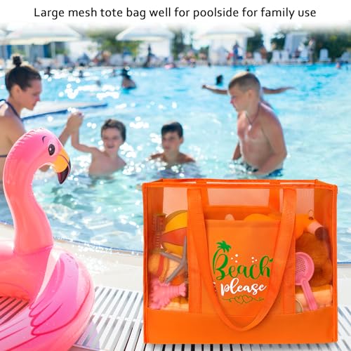 hsmyank Reusable Large Beach Bags With 2 Pockets & Zipper, Lightweight Beach Tote for Poolside, Trip/swim