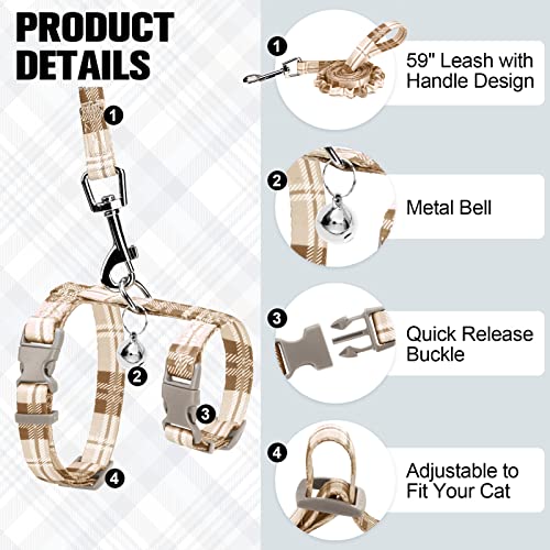 BEAUTYZOO Cat Harness and Leash Set Escape Proof for Walking, Kitten Soft Adjustable Vest Harnesses for Small Medium Large...