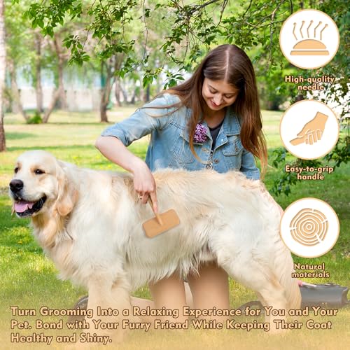 Dog Slicker Brush for Shedding & Grooming - Professional Dog Brush and Cat Brush with Coated Tips & Air-Cushion Design, De...
