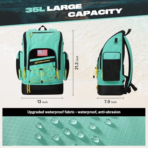 Maelstrom Swim Backpack 35L - Waterproof with Separate Shoe & Wet Compartment for Gym and Sports