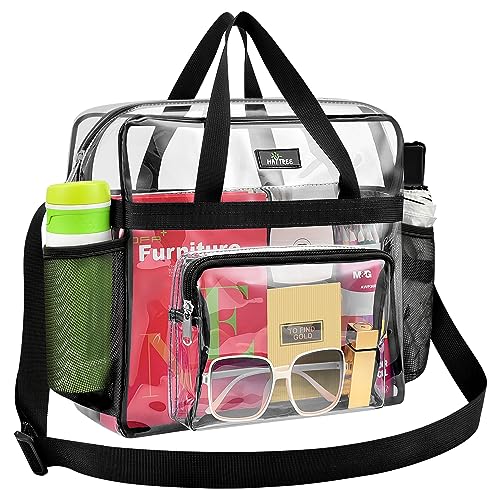 MAY TREE Clear Bag for Stadium Events 12×6×12 Clear Tote Lunch Bag with Reinforced Straps for Work, Sporting Events and Gym