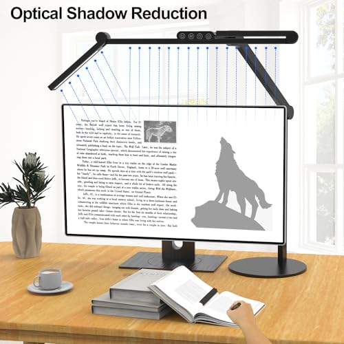 Micomlan Architect Desk Lamp with Atmosphere Lighting, Adjustable Led Desk Light for Home Office with Base, 24W Bright Aut...