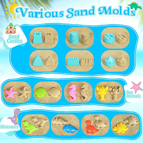 Collapsible Beach Toys for Kids Toddlers, Collapsible Sand Bucket and Shovels Set with Mesh Bag,Travel Sand Castle Buildin...