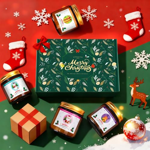 Christmas Candles Set - 6 Pack Christmas Scented Candles Gift Set, Bulk Stocking Stuffers for Coworkers Adults Women,Scent...