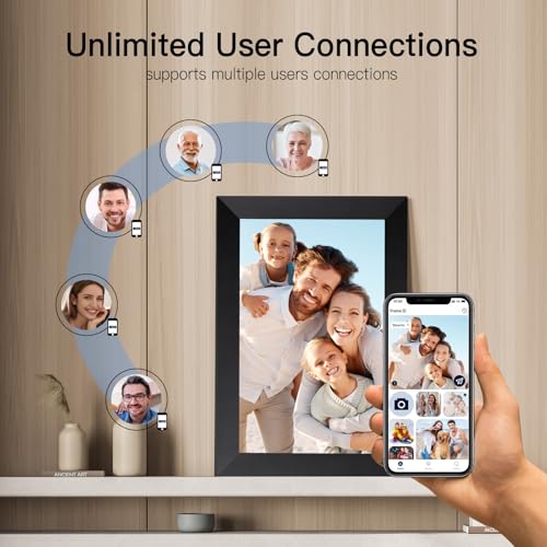 Anna Bella Digital Picture Frame 10.1 Inch IPS HD Touch Screen WiFi Smart Digital Photo Frame with 32GB Storage, Auto-Rota...