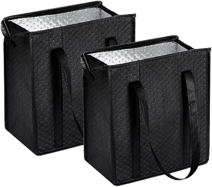 WhoseBags 18L Insulated Grocery Bags with Zipper, Reusable Thermal Cooler Tote Bag for Hot & Cold Food, Foldable Shopping ...