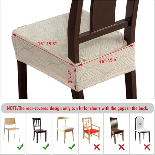YUEANG Removable Washable Dining Chair Seat Covers Set of 4,Stretch Jacquard Chair Seat Cushion Protector Slipcovers, Rear...