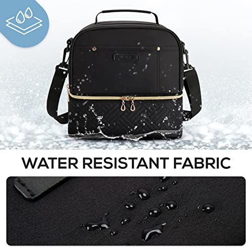 TOURIT Lunch Bag Women Double Deck Lunch Box Insulated Lunch Cooler for Women Men Work, Black