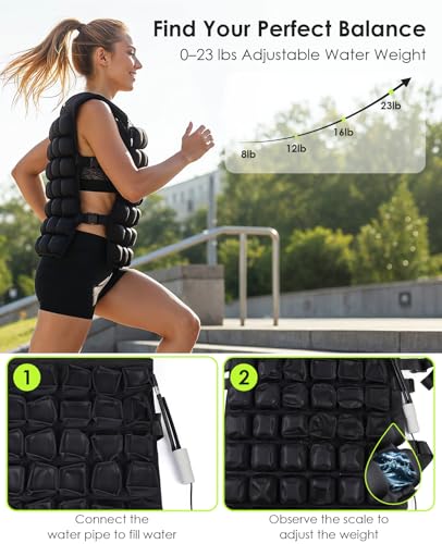 Water-Filled Weighted Vest for Women & Men, 0-23lb Adjustable Weight Vest for Walking, Running, Fitness & Strength Trainin...