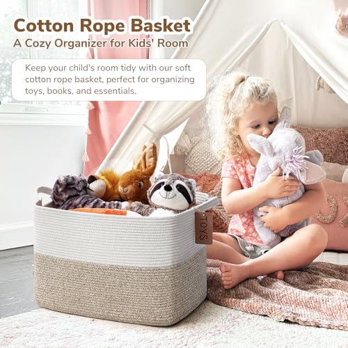 Goodpick Woven Storage Baskets for Organizing, Blanket Basket Living Room, Rope Baskets for Storage, Rectangle Toy Basket ...