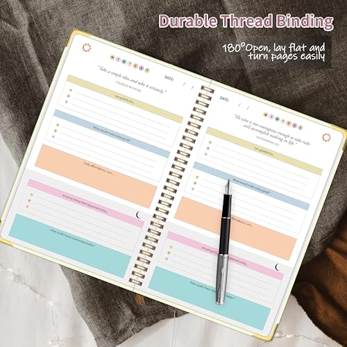 The Gratitude Journal for Women Men, 5 Minute Daily Gratitude Journal Spiral with Prompts & Quotes for Self Care, Happines...