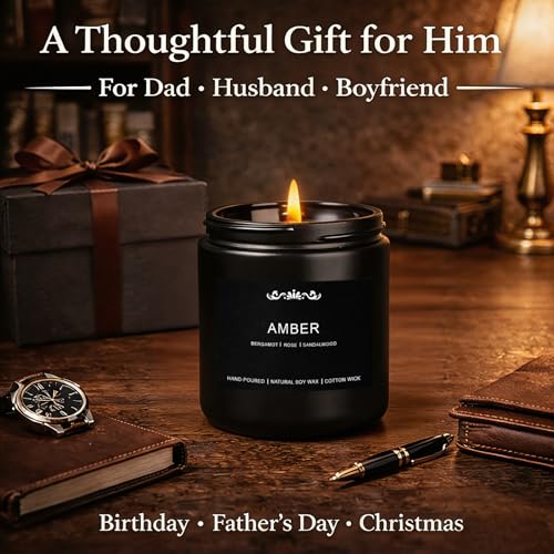 Candles for Men, 6 Pack Soy Wax Gift Set, 300H Long Lasting Home Fragrance with Masculine Scents, Gift for Dad, Husband or...
