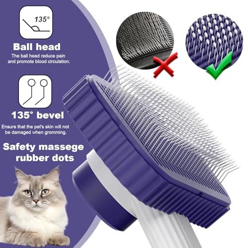 Garstor Cat brush, Cat Brush for Long or Short Haired Cats, Remove Loose Fur and Mats, Rounded Pins Reduces Painful Pullin...
