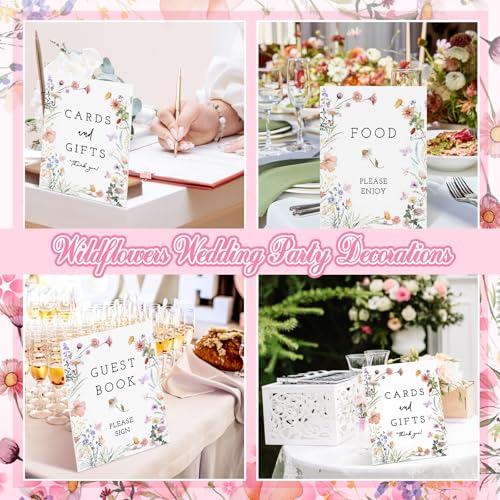 Yookeer 6 Pcs Wildflowers Wedding Table Decor Spring Floral Bridal Shower Thank You Centerpieces Party Supplies with Stand...