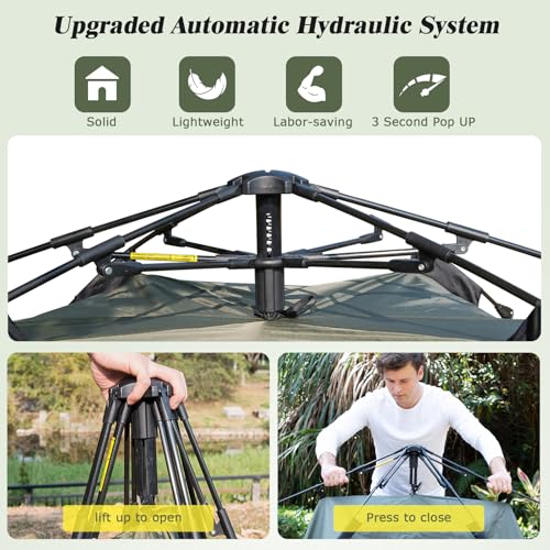 Camping Tent 2/3/4 Person Instant Pop Up Tents for Camping - 40s Automatic Easy Setup Tent with Rainfly, Double-Layer Wate...