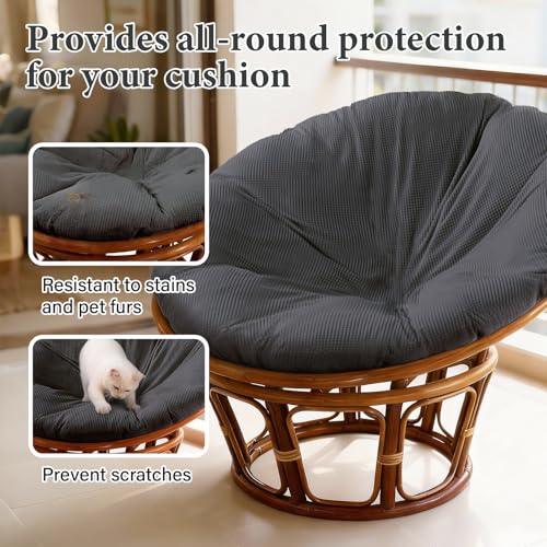 Wibeelee Papasan Chair Cushion Cover, Soft Plush Fleece Slipcover Only, Removable & Machine Washable with Adjustable Desig...