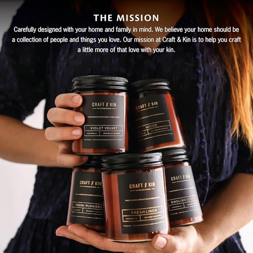Craft & Kin Scented Candles for Men | Premium Wood Candle | All-Natural Scent for Home | Long Lasting Holiday Candles with...
