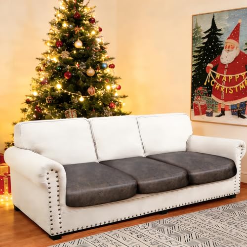 molasofa Leather Look Couch Cushion Covers, Stretch Sofa Cushion Covers for Sectional Armchair Loveseat Protector,Replacem...