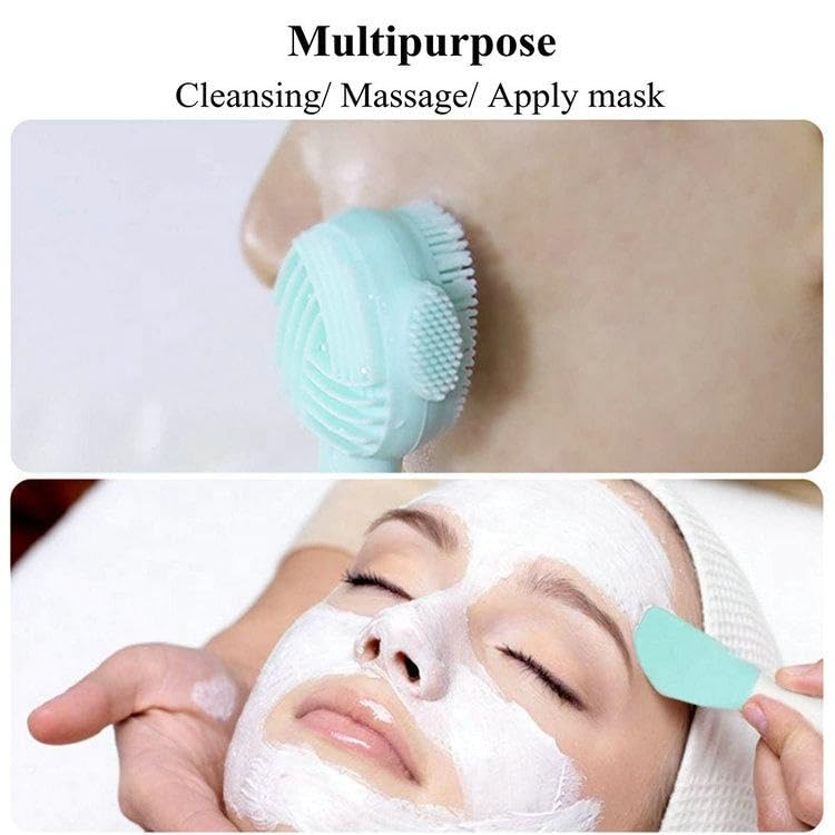 2PCS Silicone Facial Cleanser Tool,Silicone Face Manual Beauty Tools Facial Cleanser Soft Bristle Cleaning Tool Double-Sid...