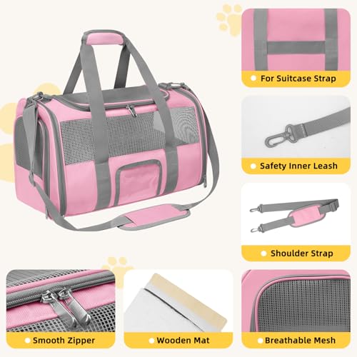 Seclato Soft Side Cat Carrier Airline Approved for Puppy Kitten Dog Carriers for Small Medium Cats Under 15lb, Collapsible...