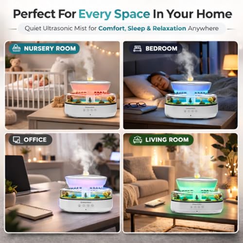 Dreamlax Rain Humidifiers for Bedroom – Cool Mist Essential Oil Diffuser, White Noise Machine with 10 Nature Sounds, 7 LED...