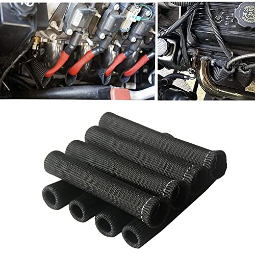 Spark Plug Wire Heat Shield Sleeve Protection 2500 High Temp Heat Tape Protect 8-Pack (Black)
