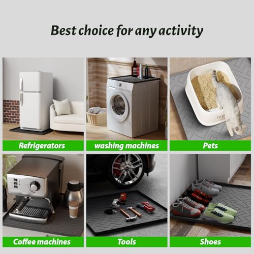 EWX Mini Fridge Silicone Mat 19.7"x19.7"x0.5" - Non-Slip, Spill-Proof, Drip Prevention | Ideal for Refrigerators, Washing ...
