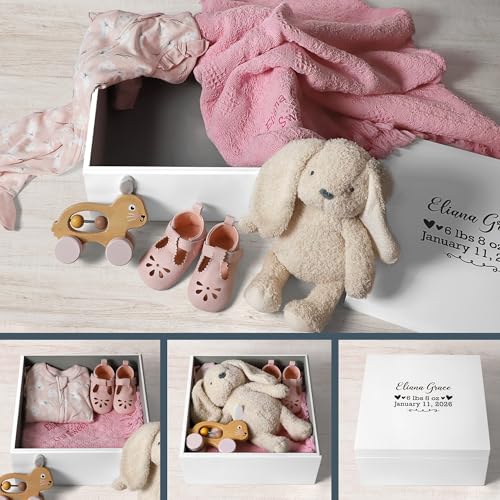 Let's Make Memories Personalized Keepsake Box for Newborn - Memento Storage - Memories Box - Baby Shower - Nursery Decor -...