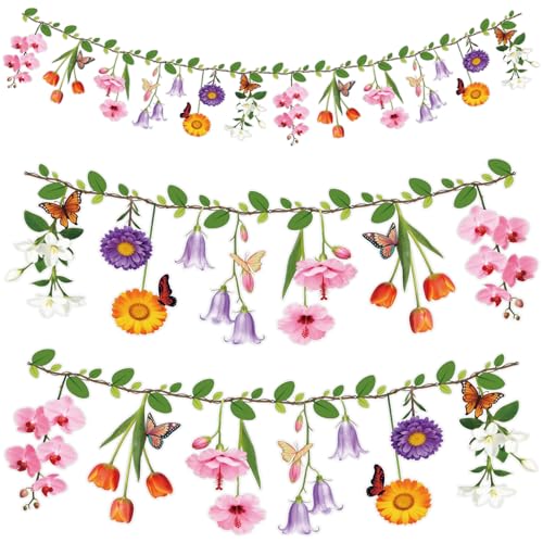 Ghegicu 2PCS Flower Banner Reusable Wildflower Garland Floral for Spring Party Enchanted Garden Theme Picnic Wedding Baby ...