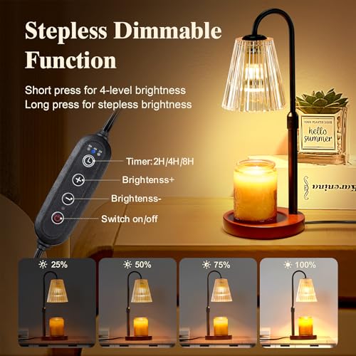 Briever Electric Candle Warmer Lamp with Timer Dimmer, Adjustable Height Wax Melter Warmer for Jar Candles, House Warming ...