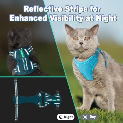 Cat Harness and Leash Set Escape Proof for Kitten Walking, Soft Adjustable Top Handle Vest Harnesses for Cats, Easy Contro...