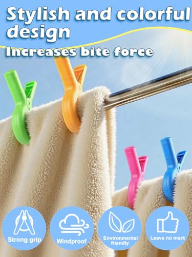 Large Beach Towel Clips, 8 PCS Beach Chair Clips with 2PCS Chip Clips for Chair Cruise Pool, Heavy Duty to Beach Vacation ...