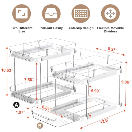 Delamu 2-Tier Multi-Purpose Bathroom Under Sink Organizers and Storage, Stackable Kitchen Pantry Organization, Pull Out Me...