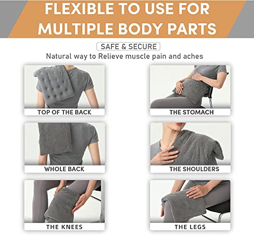 UNCN Wide Microwave Heating Pad with Washable Cover 9.5 x 16in Microwavable Hot Pad for Neck Shoulder, Cramps, Back Cordle...