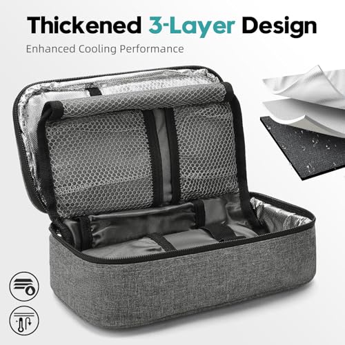 ALLCAMP Insulin Cooler Travel Case TSA Approved, Diabetic Medication Cooler Bag with 4 Ice Packs & Multi-Layer Storage, Po...