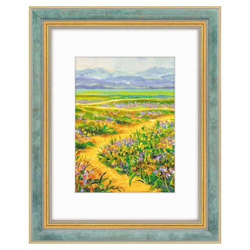 Golden State Art, 8.5x11 Ornate Picture Frame With White Mat for 6x8 Photo or Display 8.5 x 11 Print without Mat Color Dis...