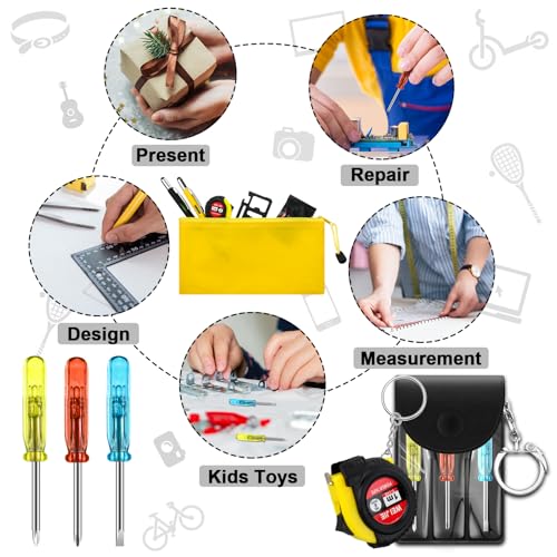 Lasnten 150 Pcs Mini Tape Screwdriver Keychain Set Bulk Father's Day Men Gifts Multitool Pen Card Tool Bag Pouch Adult Pin...