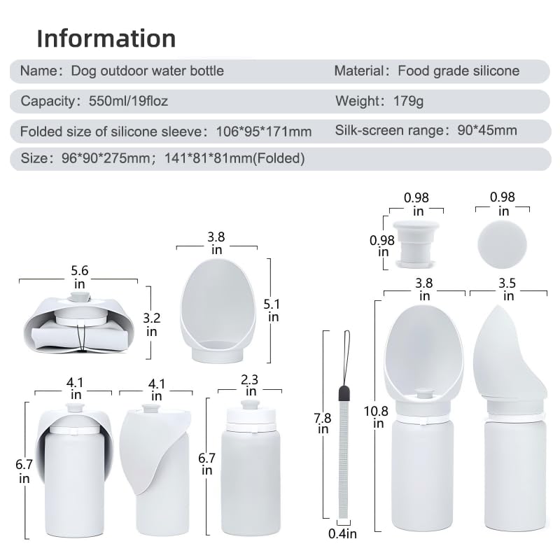 Foldable Portable Dog Water Bottle, 2 in 1 Integrated Collapsible Dog Water Bowl & Travel Dispenser, Leak-Proof Portable P...