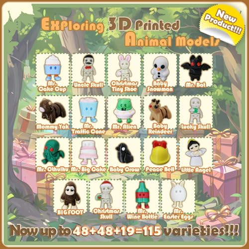 30Pcs Mystery Mini Animals Figures Set, 3D Printed Small Animal Flexible Fidget , 3D Printed Cute Animal Home, Executive D...