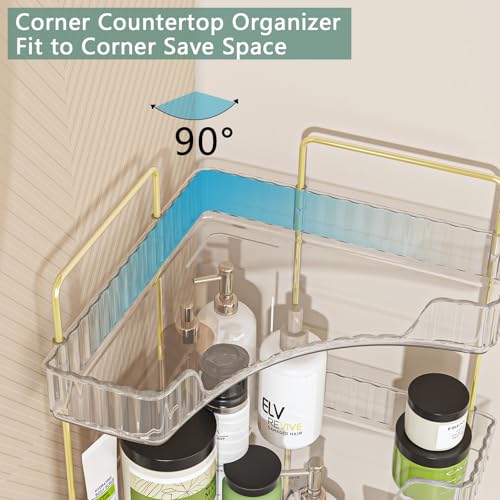 Webetop Corner Bathroom Counter Organizer 3 Tier Bathroom Countertop Organizers Shelf Makeup Organizer for Vanity Perfume ...