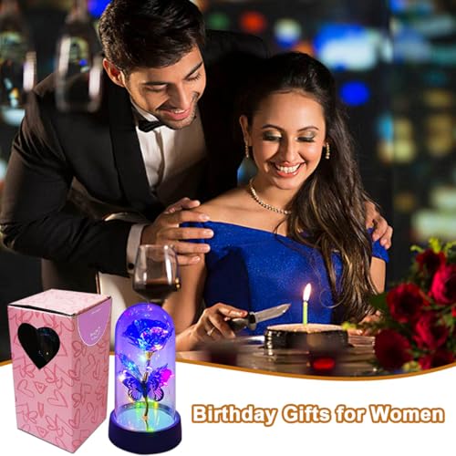 JZILU Forever Rose for Women Mom Wife,Mothers Day Forever Rose Gift Ideas,Galaxy Rose Flower Light Up in Glass Dome, Etern...