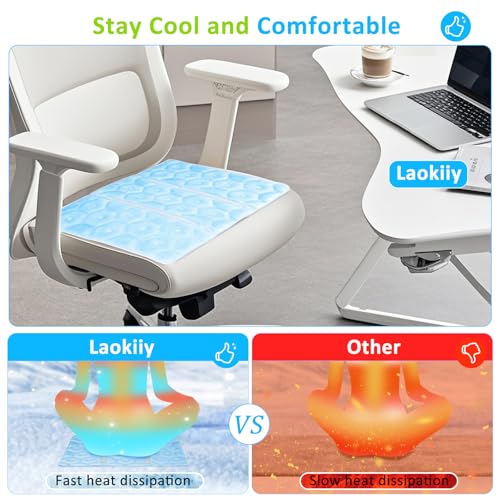 Laokiiy Cooling Seat Cushion, Y28°F Desk Chair Cushion Reusable Ice Mat with PCM Cooling Mat Technology, No Condensation, ...