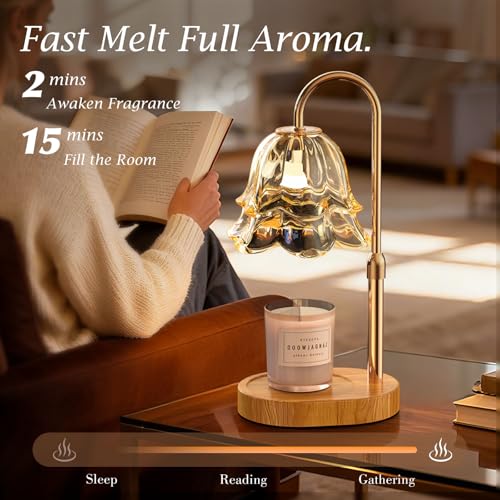 BYART Candle Warmer Lamp with Timer Dimmable, Adjustable Height Wax Melts Warmer for Jar Candles, Birthday Mothers Day Gif...