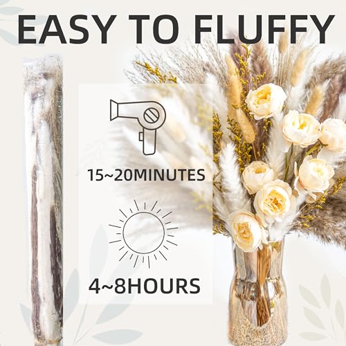 Boho Decor Bouquet - Artificial Flowers and Pampas Grass Decor kit,Mix Dried Flower Arrangement Bunny Tail Home Table Rust...