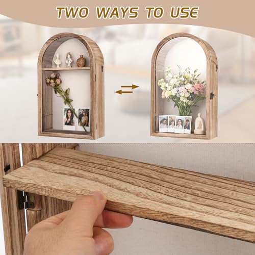 Shadow Box Frame, 10"x16" Shadow Boxes Display Cases with Linen Back and Removable Shelves, Picture Frame Wedding Bouquet ...