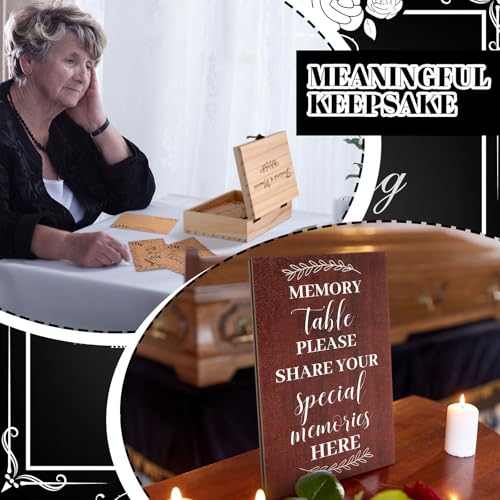 Gersoniel Celebration of Life Memory Cards Share a Memory Wood Box Funeral Wooden Table Sign with Pens 60 Pcs Memorial Car...