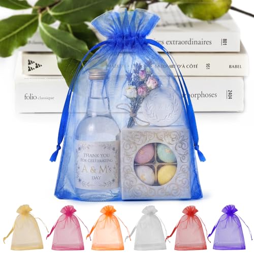 ANZNKU 50 Pack Organza Bags 6x9 Inch, Mesh Bag Drawstring Jewelry Pouches, Large Organza Gift Bags for Easter Baby Shower,...