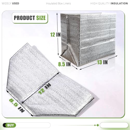 Bevisun Reusable Insulated Thermal Bags 13" X 8.5" X 12" Foil Insulated Bag Liner Pack of 4 Thermal Box Liners for Lunch B...