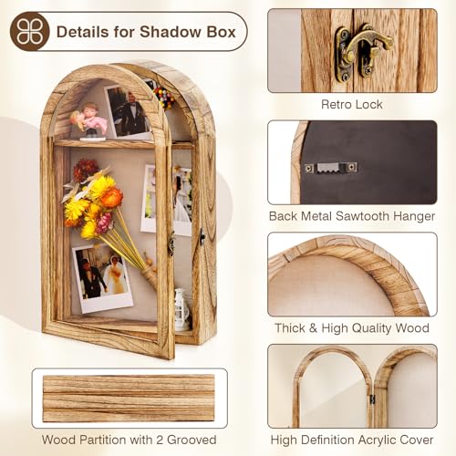 DGWJSU Shadow Box Frame 10x16 Large Shadow Boxes Display Cases with Linen Back and Removable Shelves, Picture Frame Weddin...
