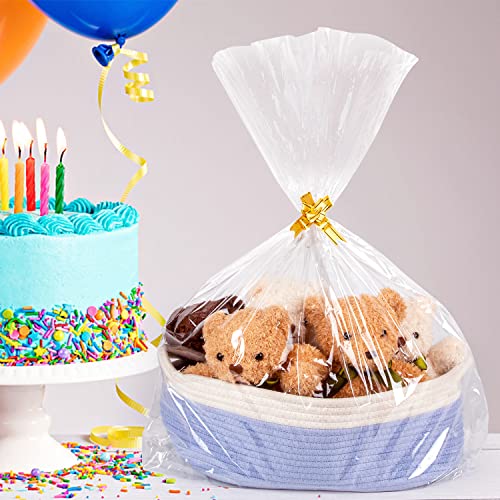 Labeol 50pcs Cellophane Bags 3 Sizes Cellophane Wrap for Gift Baskets 24x30 16x24 12x18 Large Clear Plastic Packaging Bags...